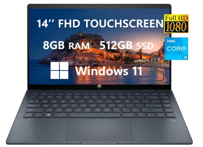 HP 2023 Pavilion 2-in-1 14 FHD Touchscreen Laptops for Student & Business, Intel 12th Gen Core i3-1215U, Up to 4.4 GHz, 8GB RAM512GB SSD